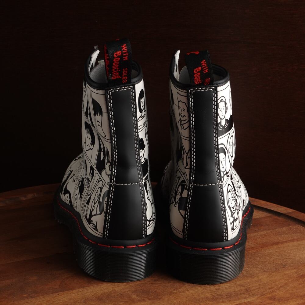 Dr. Martens Boots Unisex SZ M9 W10 BLK White 1460 Fuyuki Kanai For Pride Combat - Picture 7 of 16